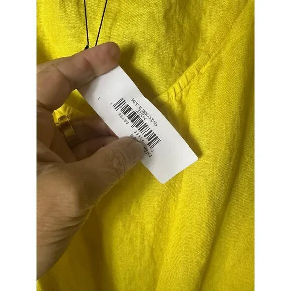 NWT vThe Drop Women's Sade Linen Cutout Midi, Lemon, L - Picture 6 of 7